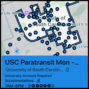 screenshot of paratransit app