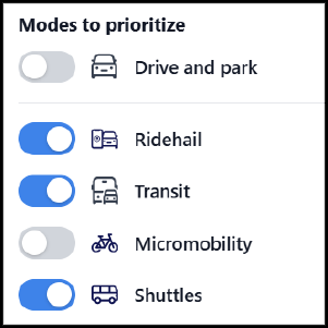 Partial screenshot of Trip Planner