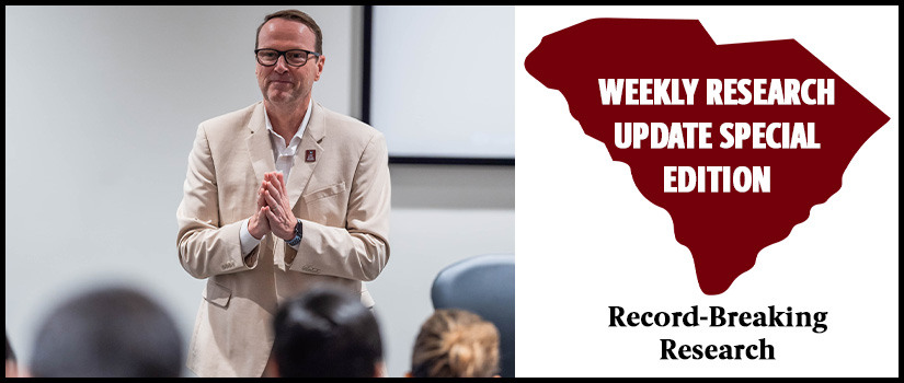 University of South Carolina Vice President for Research Julius Fridriksson smiles with hands clasped in an expression of gratitude as he welcomes USC faculty to a the Propel Research Mentorship Program kickoff in August 2025.