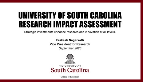 Image of first slide in the UofSC Research Impact Assessment.