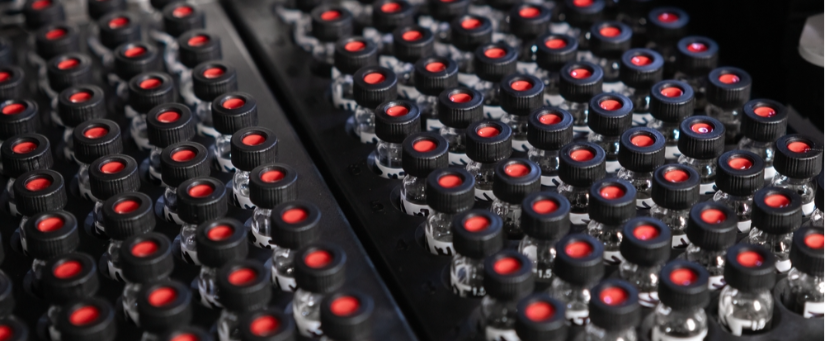 Vials with black caps