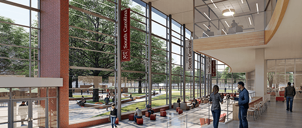 Architectural rendering of a renovated Russell House University Union