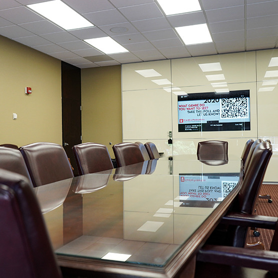 conference table with comfortable chairs and lots of window light