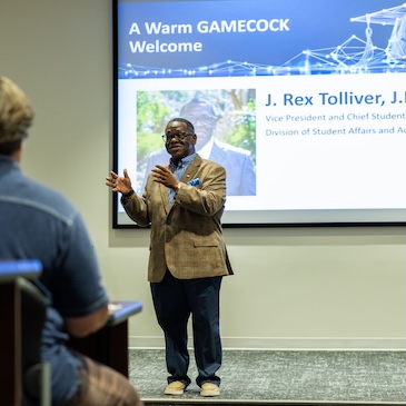 Vice President Rex Tolliver provides opening remarks during the Redefining Career Readiness summit
