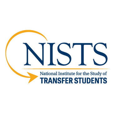 Logo for the National Institute for the Study of Transfer Students (NISTS). The acronym ‘NISTS’ appears in large blue letters with a yellow curved arrow encircling the left side. The organization’s full name is displayed beneath it.