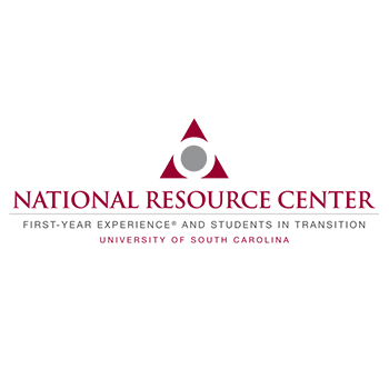 Logo for the National Resource Center for the First-Year Experience and Students in Transition at the University of South Carolina. The design features a maroon triangle with a gray circle in the center above the organization name.