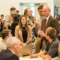 Community members, students, and staff chatting during the Green Networking Breakfast