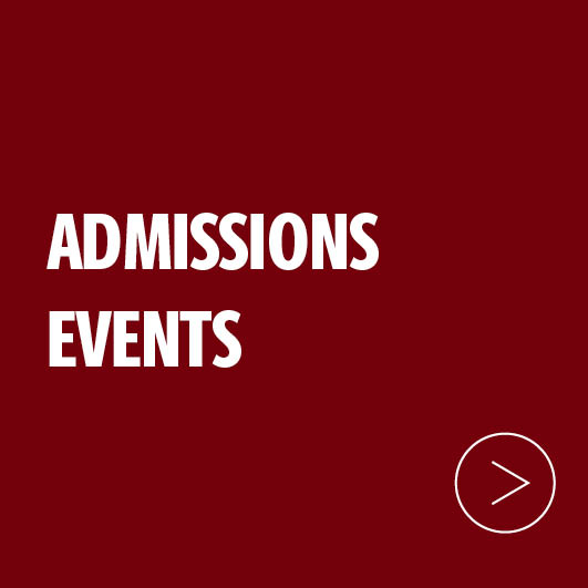 Garnet box with text that says admissions events