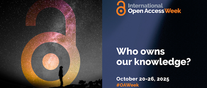 Banner for event with tag line, "Who owns our knowledge?"