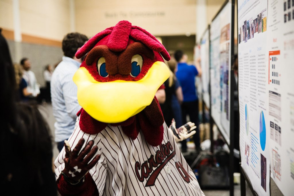 USC’s beloved mascot, Cocky, is one of Discover USC’s biggest supporters, attending every year to add levity and spirit to the annual showcase event. Join us for Discover USC 2023 on Friday, April 21, and you might catch a glimpse!