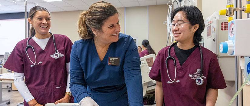 Nursing Instructor demonstrating to students