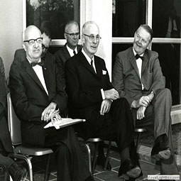 USC Administration with JC Hubbard L to R, rear: Dr. William H Patterson, Dean of the University and Dr. Harry W. Davis, Dean, College of Arts and Sciences; L to R, front: Dr. Nicholas P Mitchell, Director, School of General Studies, JC Hubbard, and Dr. Thomas F. Jones, Jr., President of the University
