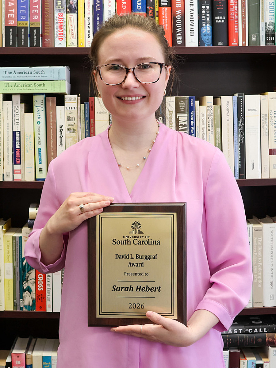 A photograh of Sarah Herbert recipent of the Burggraf Award 