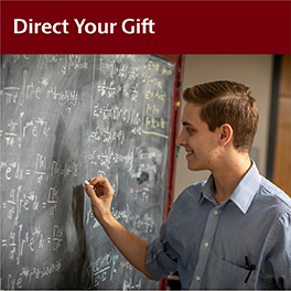 Direct Your Gift (student writing equations on blackboard)