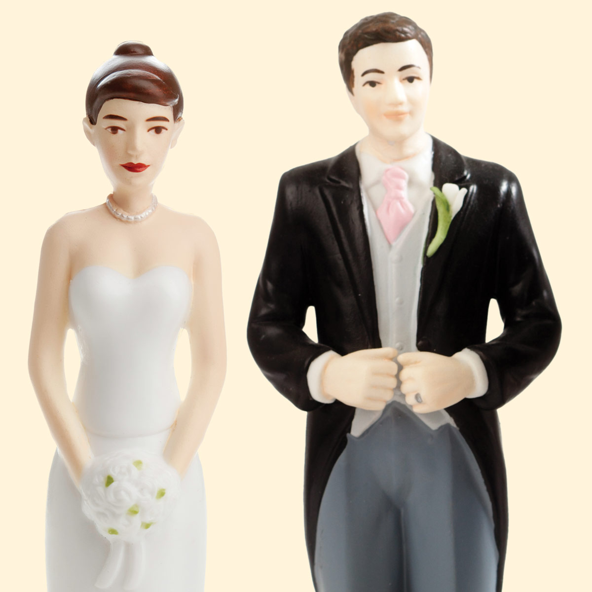 A traditional bride and groom figurine.