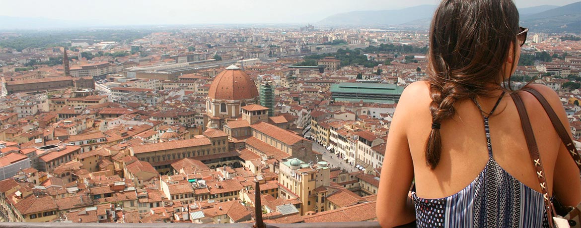 student looking out over Florence Italy