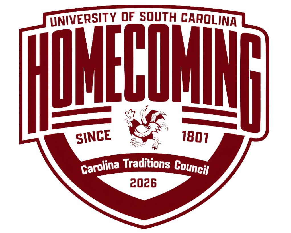 USC Homecoming logo with vintage Gamecock graphic