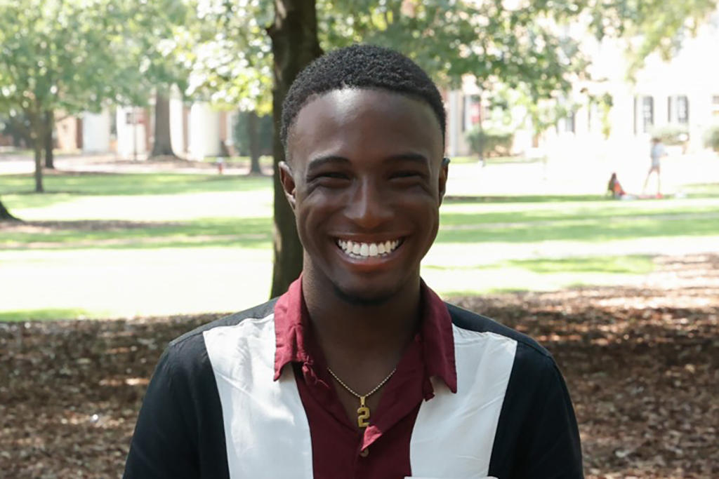 Davon Beaton stands on USC's campus.