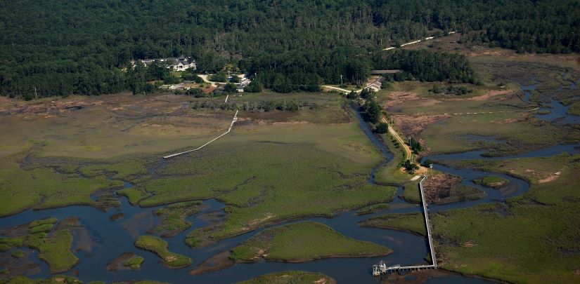 Drone photo of BMFL looking to the east across North Inlet estuary