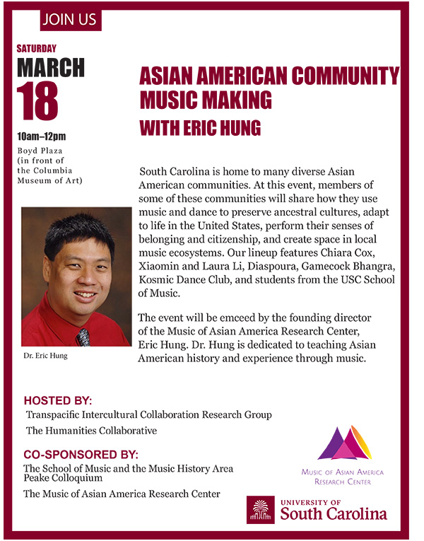 Picture of Eric Hung on the left of flyer with event information on the right