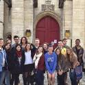 Students in front of an English church