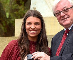 woman smiling outside