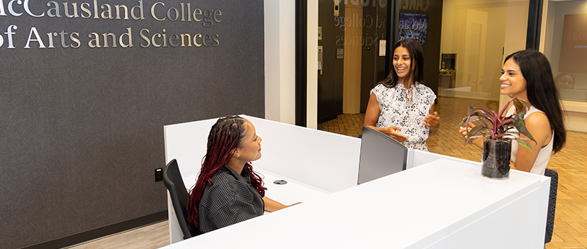 Students talking at the Career Center