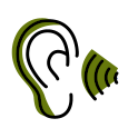 Icon of ear with soundwaves