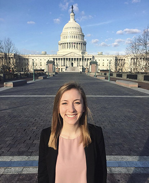 Erin Brown during her junior year, standing in front of the U.S. Capitol Building.    