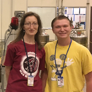 Yordanka Ilieva and Alan Rowland smile for the camera at the Jefferson Lab.