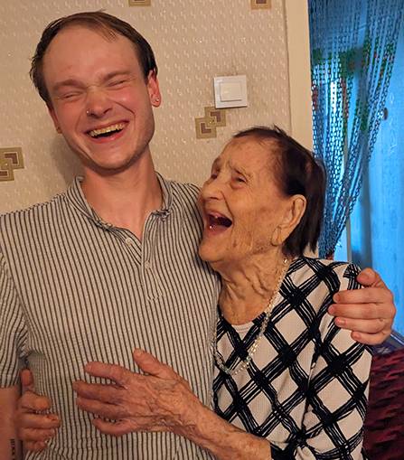 photo of a man and woman laughing