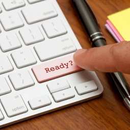 keyboard with the "ready" key highlighted