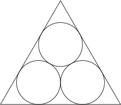 Three circles inscribed in an equilateral triangle