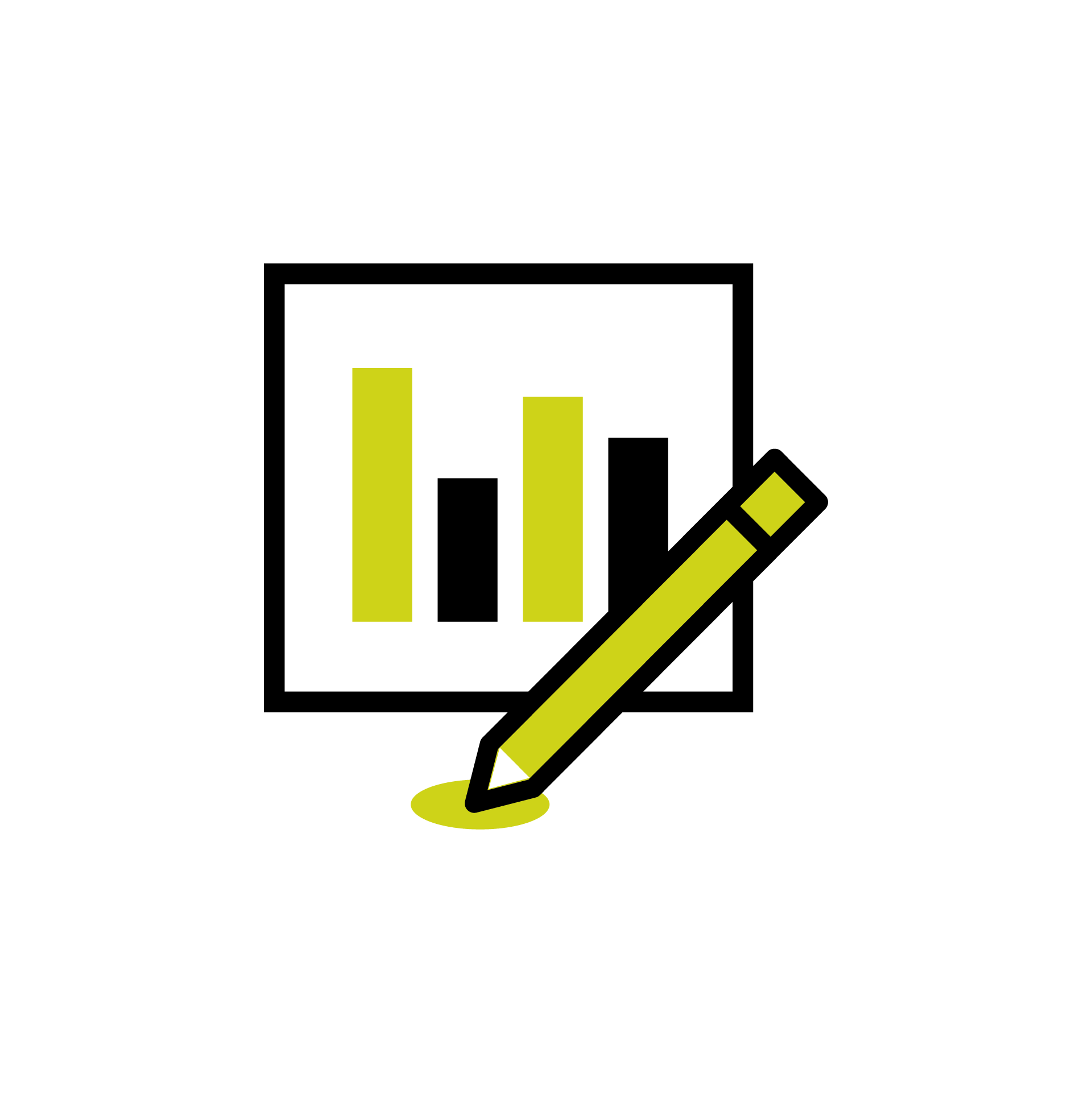 barchart with pencil icon