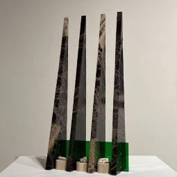 Anna Davidson, Poseidon, 2022, wood, vent water, plexiglass, scientific glassware