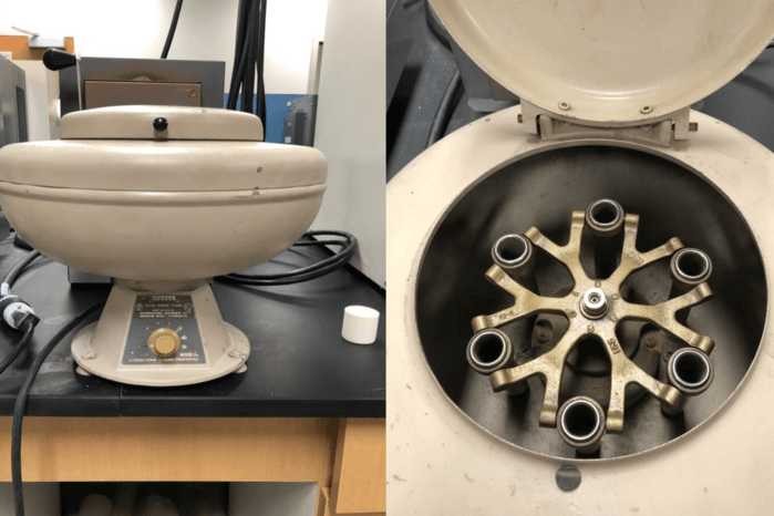 Two images of a centrifuge