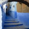 Stairway painted light blue