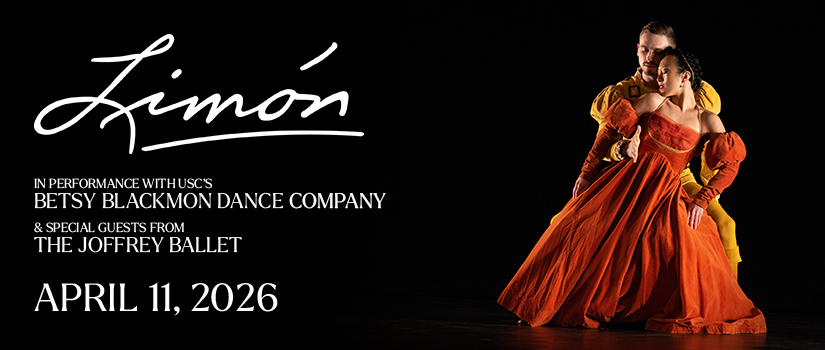 Male and female ballet dancers on right next to Limón Dance Company logo and concert details