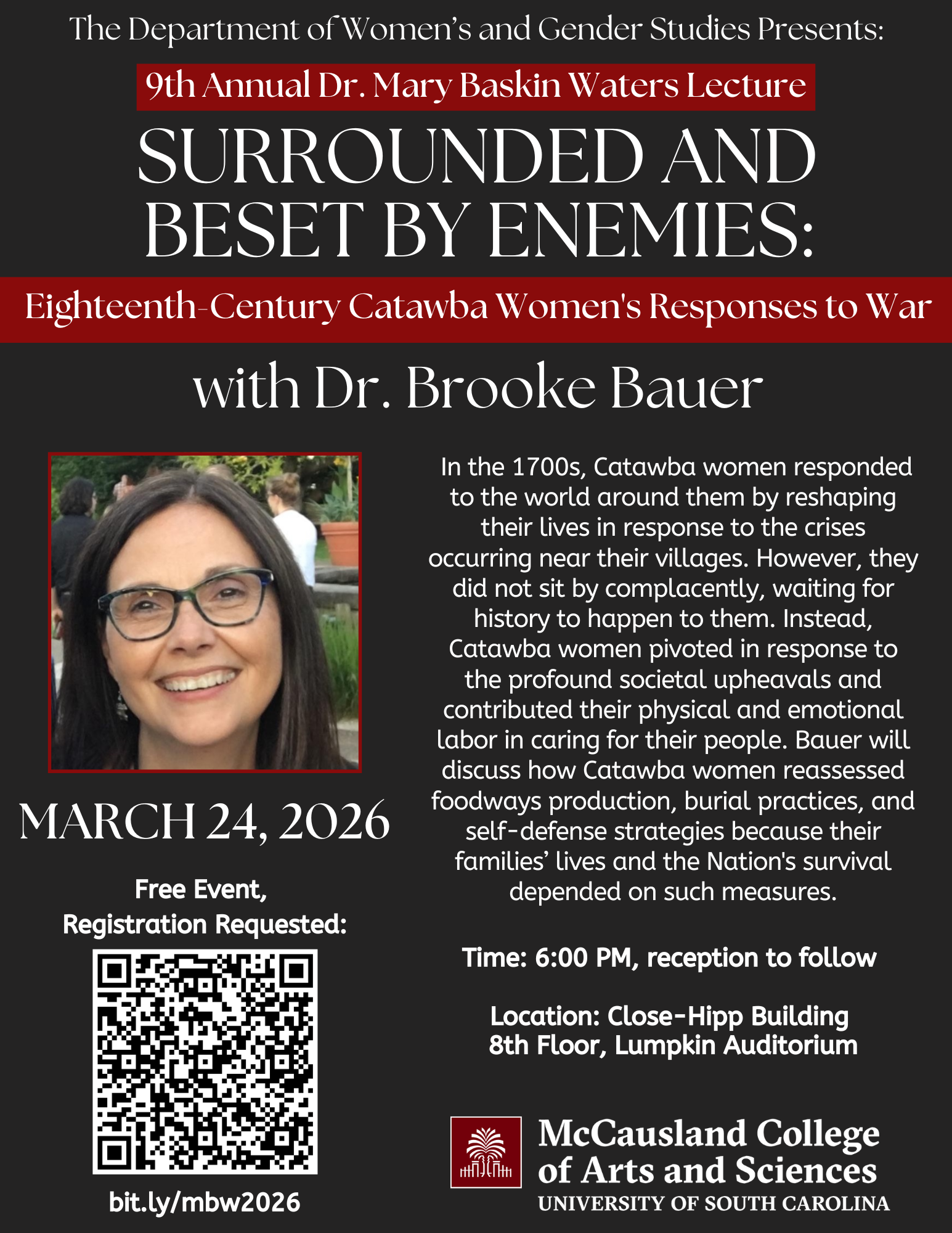 flyer for the 2026 Dr. Mar Baskin Waters lecture