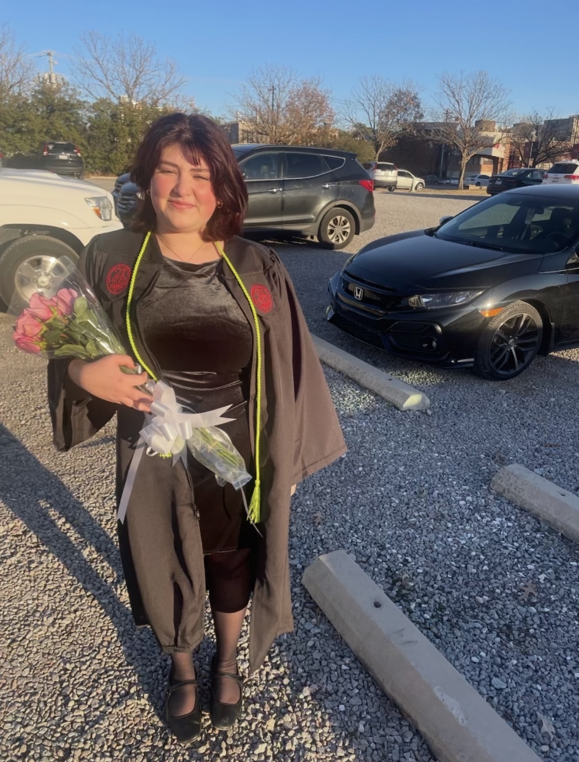 Emma Galluccio in a graduation gown