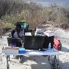 Graduate Student Justin Copeland running time sensitive analysis of hydrogen Peroxide at the end of Folly Island SC.