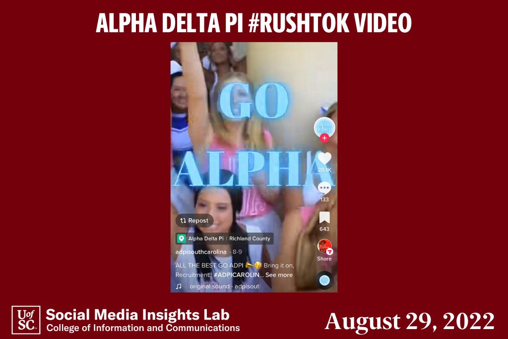The members of Alpha Delta Pi chant its name in excitement for recruitment.  