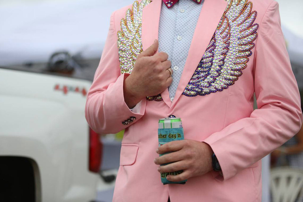 Nick Joyner dresses in his best for the Carolina Cup at the Springdale Race Course in Camden on April 1, 2023. Photo by AIDAN PECK