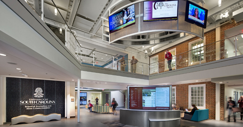 inside the J-school atrium
