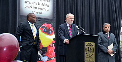 Charles at a literacy event