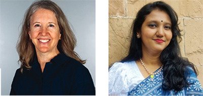 Professor Kim Thompson (l) and iSchool Ph.D. student Mashiat  Tabassum headshots