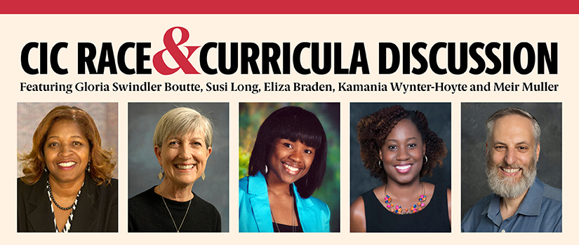 Mug shot style images of Gloria Swindler Boutte, Susi Long, Eliza Braden, Kamania Wynter-Hoyte and Meir Muller from the College of Education will lead the discussion for CIC faculty.