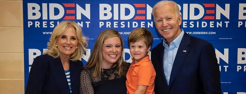 Loveday and her son with the Bidens.