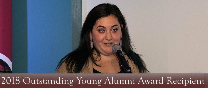 Isabelle Khurshudyan receiving the Outstanding Young Alumni Award in 2018.