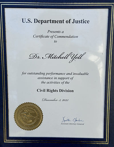 commendation with seal of the DOJ